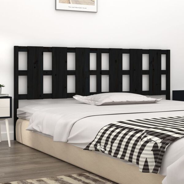 vidaXL T&ecirc;te de lit Noir 205,5x4x100 cm Bois massif de pin