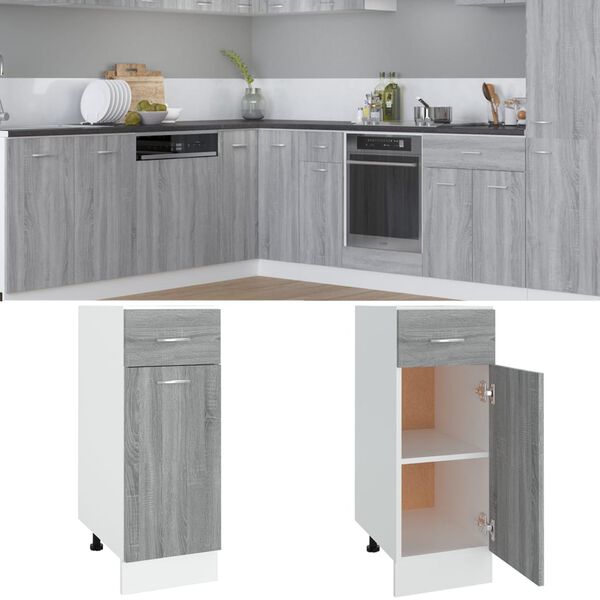 vidaXL Armoire &agrave; tiroirs inf&eacute;rieure "Lyon" Gris Sonoma 30 x 46 x 81,5 cm Bois d'ing&eacute;nierie