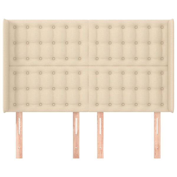 vidaXL T&ecirc;te de lit avec oreilles Cr&egrave;me 147x16x118/128 cm Tissu