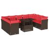 vidaXL Ensemble de canap&eacute; de jardin 10 pcs avec coussins marron