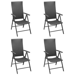 vidaXL Chaises pliantes 4 pi&egrave;ces en polyrotin noir