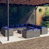 vidaXL Salon de jardin 14 pcs avec coussins Gris R&eacute;sine tress&eacute;e