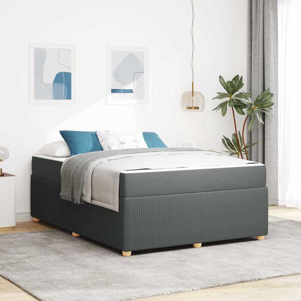 vidaXL Cadre de lit avec matelas Gris fonc&eacute; 160 x 200 cm tissu