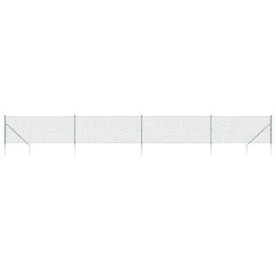 vidaXL Clôture à mailles losangées avec ancrage argenté 0,8x10 m