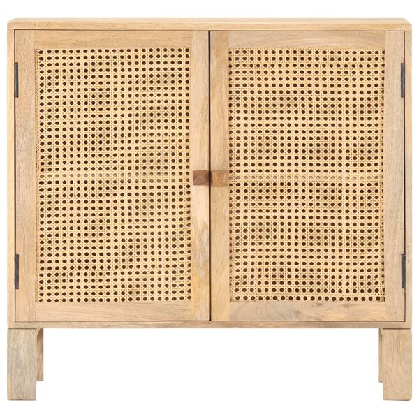vidaXL Buffet 80x30x73 cm Bois de manguier massif et canne naturelle