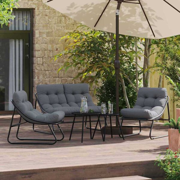 vidaXL Ensemble de salle &agrave; manger pour jardin 5 pcs Noir Acier