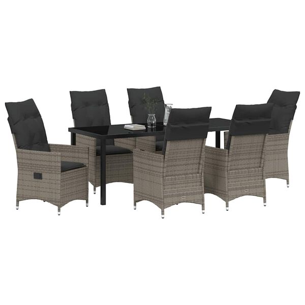 vidaXL Ensemble de salle &agrave; manger pour jardin 7 pcs Gris polyrotin