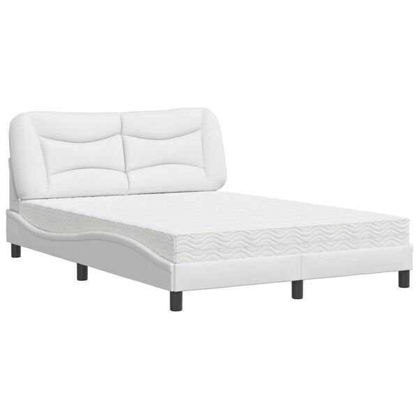 vidaXL Lit avec matelas Hvar blanc 140x190 cm similicuir