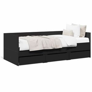 vidaXL Lit de jour avec tiroirs sans matelas noir 75x190 cm