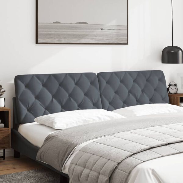vidaXL Coussin de t&ecirc;te de lit gris fonc&eacute; 200 cm velours