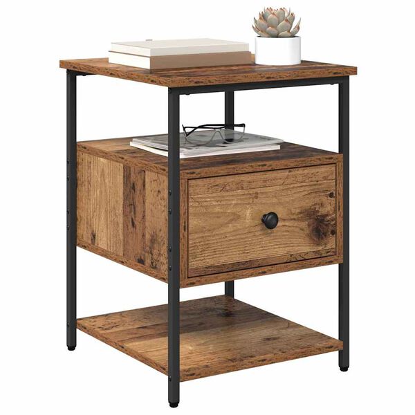 vidaXL Cabinet de chevet avec tiroir 2 pcs Bois ancien 40 x 42 x 56 cm
