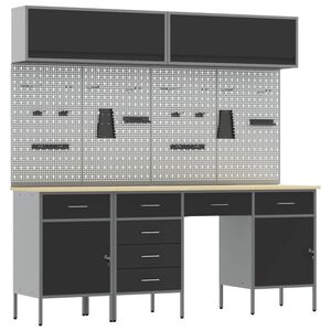 vidaXL Ensemble de placards de travail avec tiroir 10 pc Noir