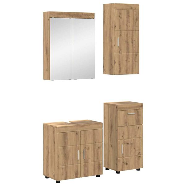 vidaXL Ensemble de mobilier de salle de bain TULUM Ch&ecirc;ne artisanal