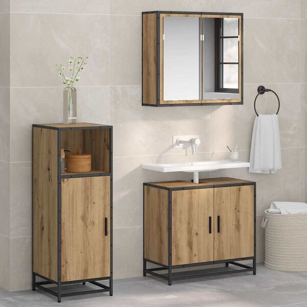 vidaXL Ensemble de mobilier de salle de bain Ch&ecirc;ne artisanal