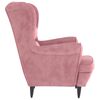 vidaXL Fauteuil à oreilles avec tabouret rose velours