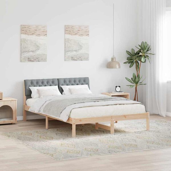 vidaXL Cadre de lit avec t&ecirc;te de lit Marron et gris clair 160 x 200 cm