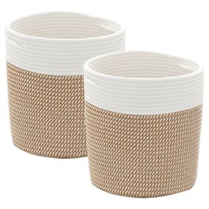 vidaXL Paniers de rangement 2 pcs marron et blanc &Oslash;28x28 cm coton