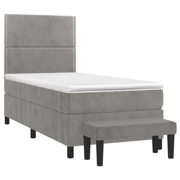 vidaXL Sommier &agrave; lattes de lit et matelas Gris clair 100x200cm Velours