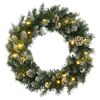 vidaXL Couronne de No&euml;l avec lumi&egrave;res LED Vert 60 cm PVC