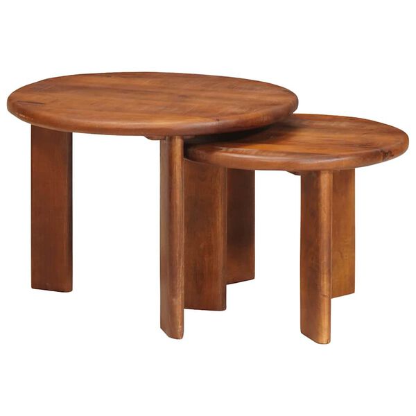 vidaXL Tables basses gigognes 2 pcs Marron miel Bois de mangue massif
