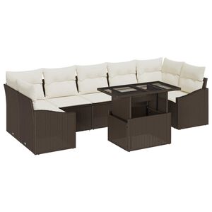 vidaXL Ensemble de canap&eacute; de jardin 8 pcs Marron Poly rotin