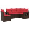 vidaXL Ensemble de canap&eacute; de jardin 5 pcs avec coussins marron r&eacute;sine tress&eacute;e