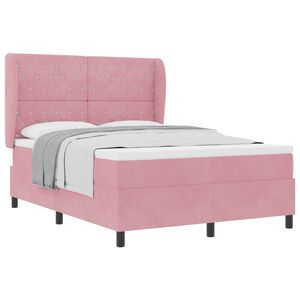 vidaXL Lit &agrave; ressorts avec matelas Rose 190 x 140 cm Polyester