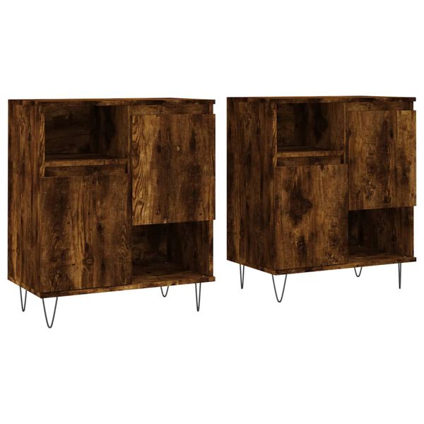 vidaXL Buffets 2 pcs ch&ecirc;ne fum&eacute; bois d'ing&eacute;nierie