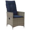 vidaXL Chaise de jardin inclinable avec coussins en r&eacute;sine tress&eacute;e grise