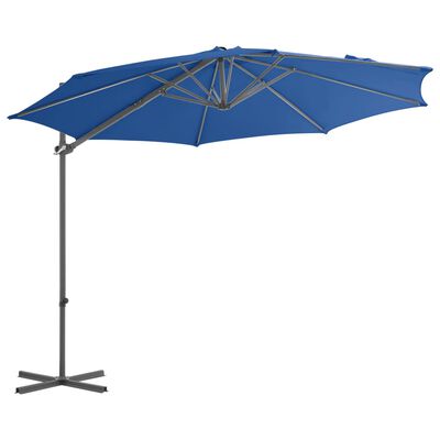 vidaXL Parasol de jardin en porte-à-faux avec mât en acier bleu azuré