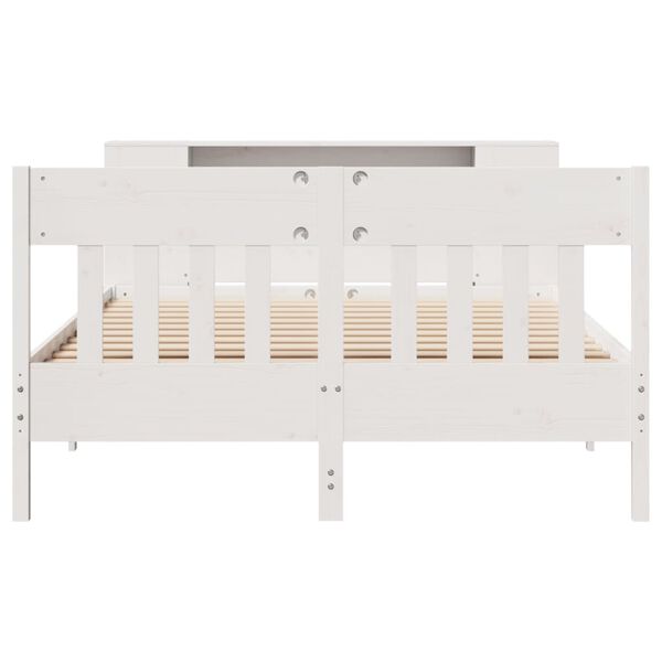 vidaXL Lit biblioth&egrave;que sans matelas blanc 140x200 cm bois pin massif