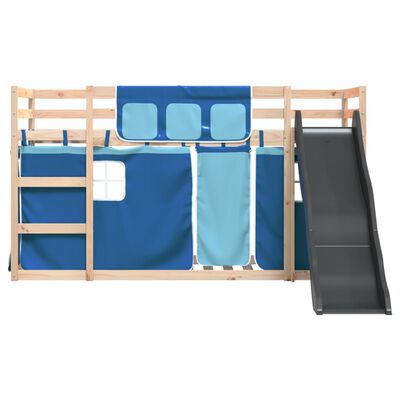 vidaXL Lit superposé sans matelas avec toboggan et rideaux 90x200 cm