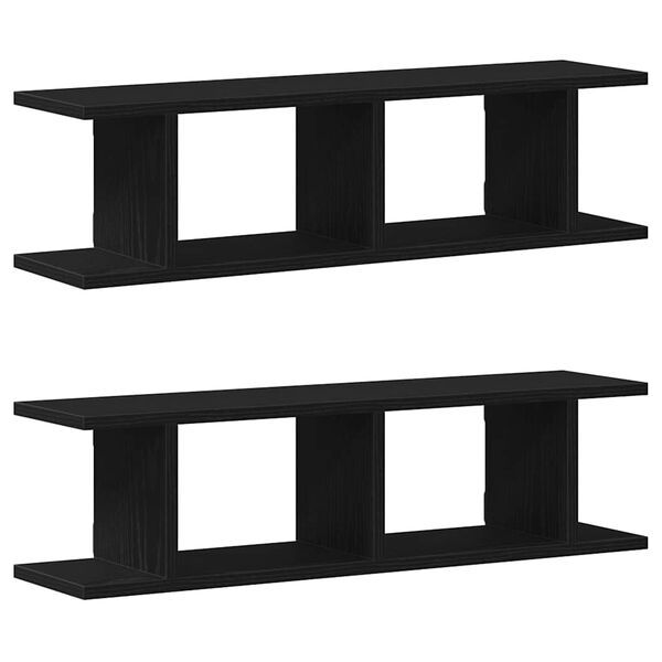 vidaXL &Eacute;tag&egrave;res murales 2 pcs ch&ecirc;ne noir 75x18x20 cm bois d'ing&eacute;nierie