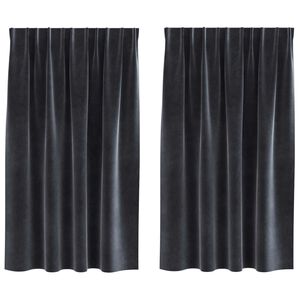 vidaXL Rideaux occultants 2 pc Gris fonc&eacute; 140 x 140 cm Velours