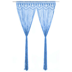 vidaXL Rideau en macram&eacute; Bleu 140x240 cm Coton