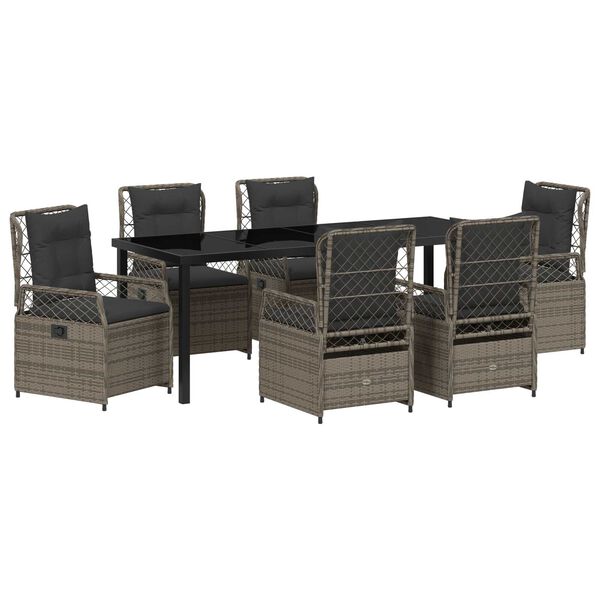 vidaXL Ensemble de salle &agrave; manger pour jardin 7 pcs Gris polyrotin