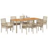 vidaXL Ensemble de salle &agrave; manger pour jardin 7 pcs Beige polyrotin