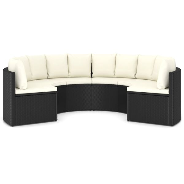 vidaXL Salon de jardin 6 pcs avec coussins R&eacute;sine tress&eacute;e Noir