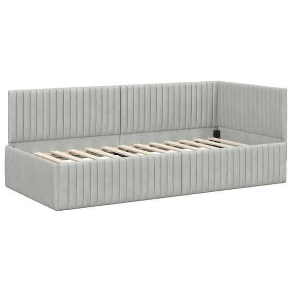 vidaXL Cadre de lit d'angle Gris clair 90 cm x 190 cm Velours