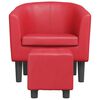 vidaXL Fauteuil avec repose-pied rouge similicuir