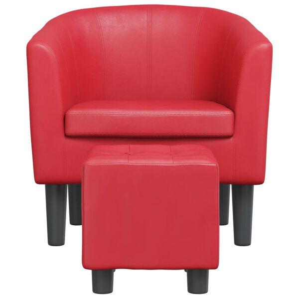 vidaXL Fauteuil avec repose-pied rouge similicuir