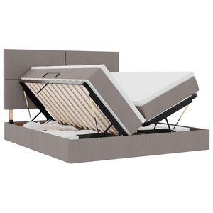 vidaXL Lit de rangement LED avec matelas Taupe 180 x 200 cm Tissu
