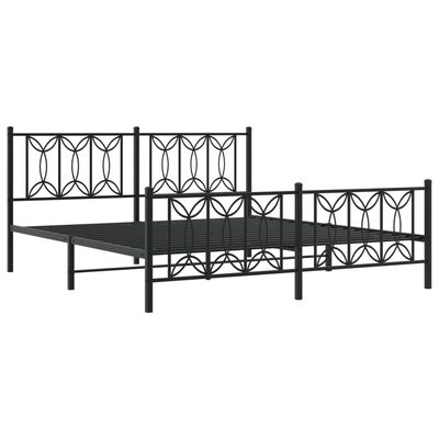 vidaXL Cadre de lit métal sans matelas avec pied de lit noir 183x213cm