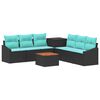 vidaXL Ensemble de Canap&eacute;s 8 pc Noir et Bleu