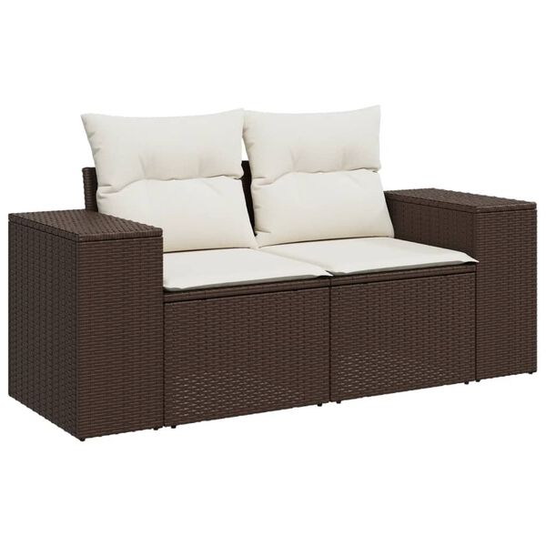 vidaXL Salon de jardin avec coussins 5 pcs marron résine tressée