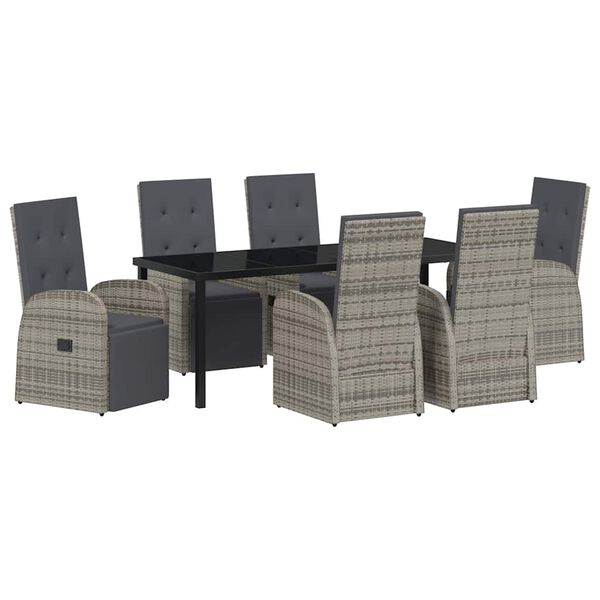 vidaXL Ensemble de salle &agrave; manger pour jardin 7 pcs Gris polyrotin