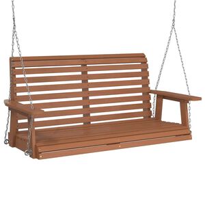 vidaXL Banc de balan&ccedil;oire de jardin cha&icirc;nes en m&eacute;tal bois massif sapin