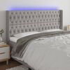 vidaXL T&ecirc;te de lit &agrave; LED Gris clair 183x16x118/128 cm Tissu