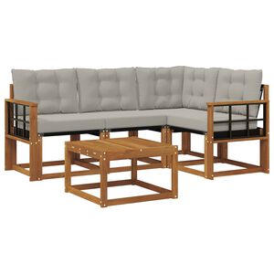 vidaXL Ensemble de canap&eacute;s d'ext&eacute;rieur 5 pc Gris Naturel et Clair