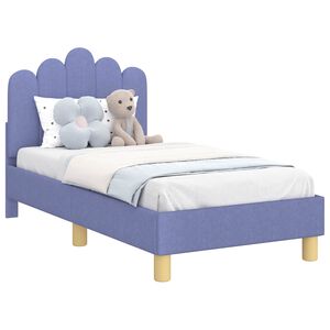 vidaXL Cadre de lit pour tout-petit avec t&ecirc;te de lit Bleu denim Tissu
